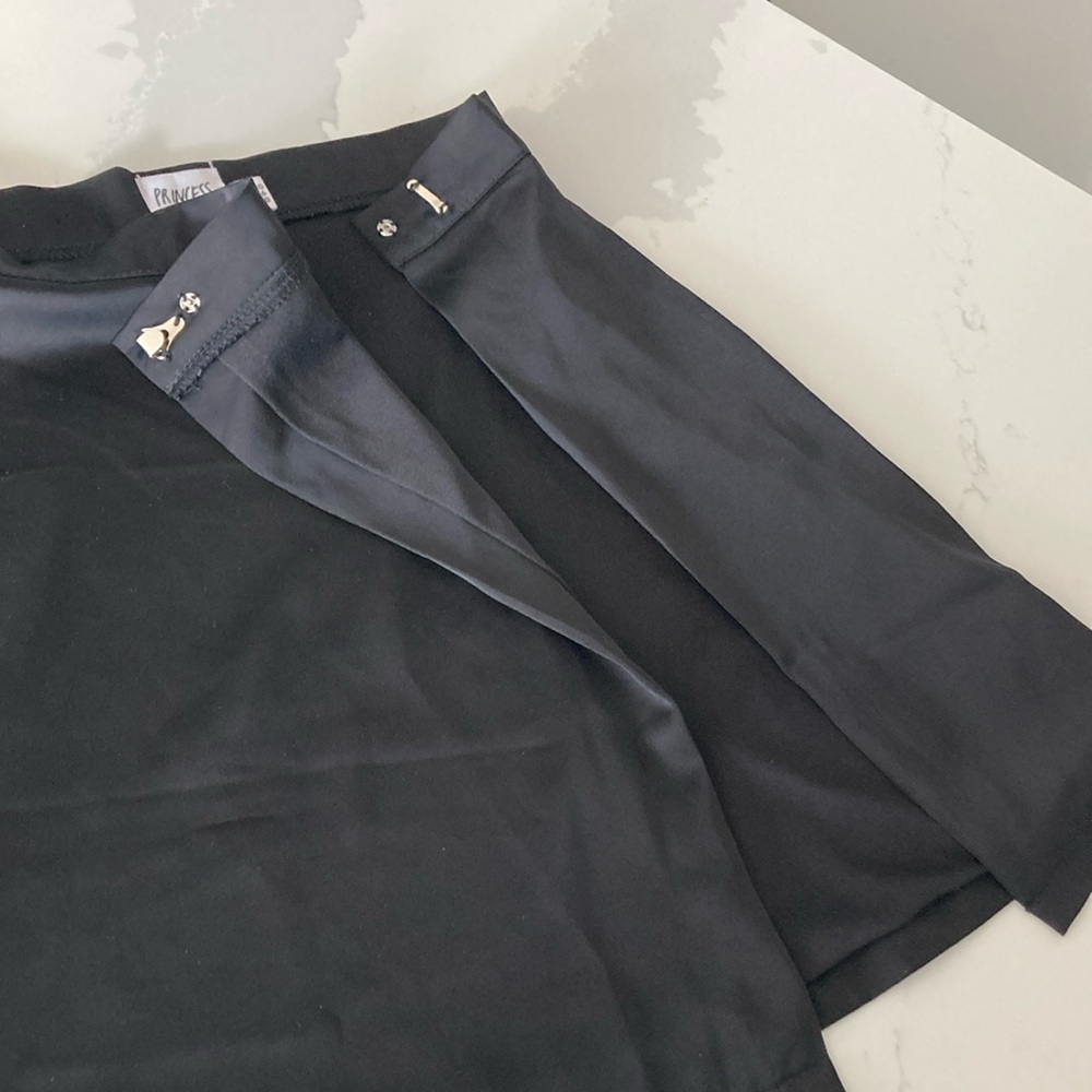 PP black deep slit silk mini skirt - Picture 5 of 6